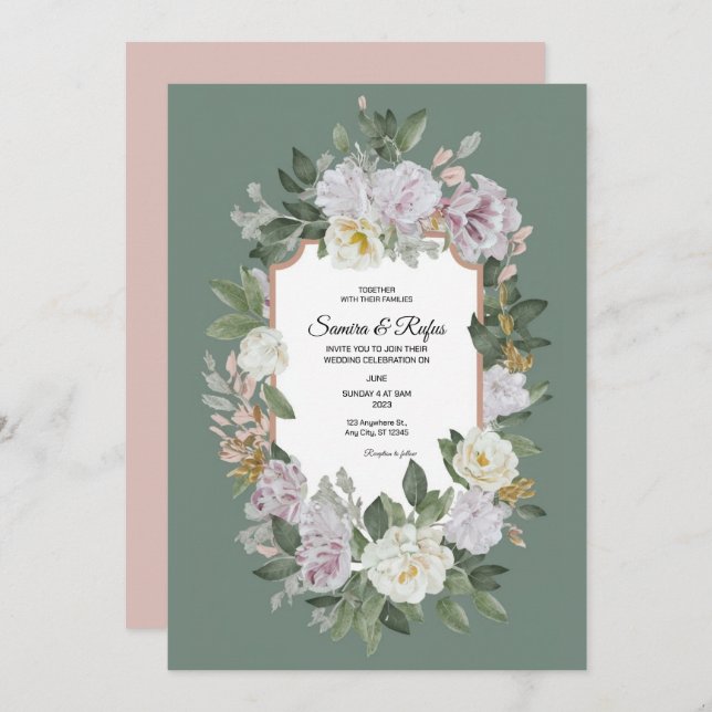 A delicate traditional Wedding invitation (Front/Back)