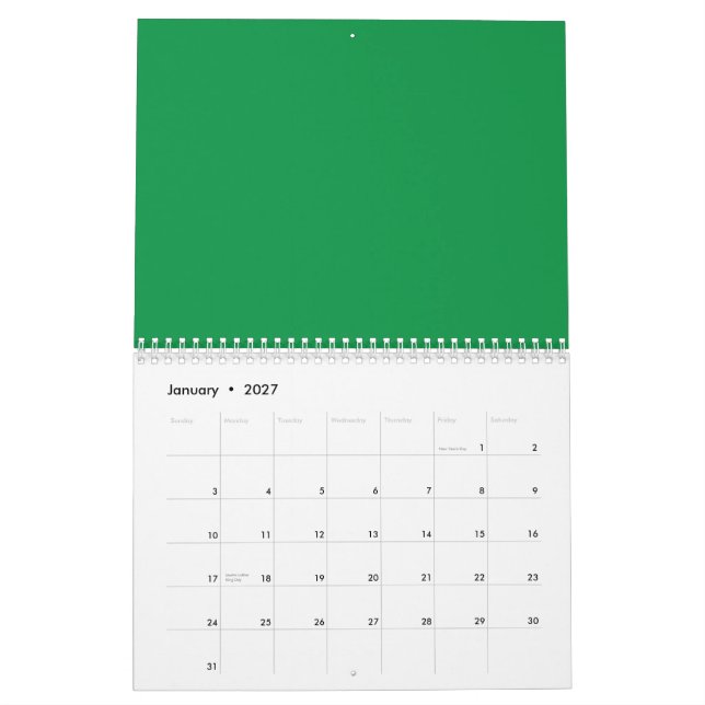 A dense, lush forest filled with vibrant green tre calendar (Jan 2027)