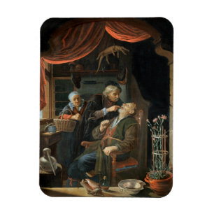 A Dentist Examining The Tooth of an Old Man (oil o Magnet