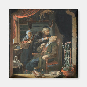 A Dentist Examining The Tooth of an Old Man (oil o Magnet