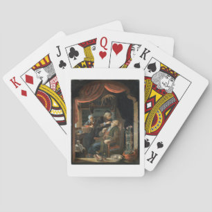 A Dentist Examining The Tooth of an Old Man (oil o Playing Cards