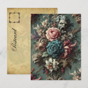 A Deranged Dirge – Gothic Floral Design Holiday Postcard