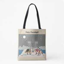 A desert Happy Hanukkah tote