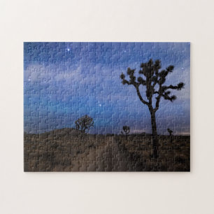 A Desert Road and Joshua Trees at Night Jigsaw Puzzle