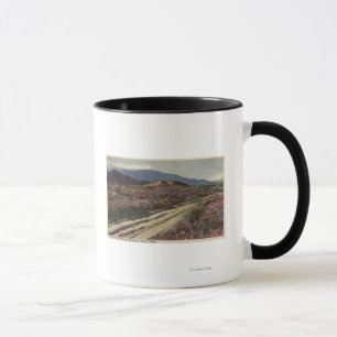 A Desert Road through Springtime Flower Fields Mug