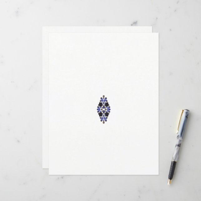 a design of a blue and black flower (Front/Back In Situ)