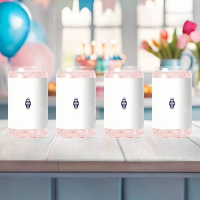 a design of a blue and black flower can glass (Insitu (Baby Shower))