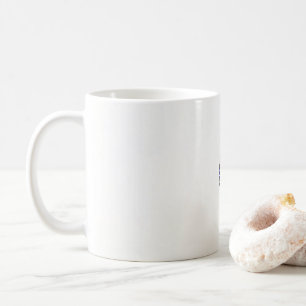 a design of a blue and black flower coffee mug