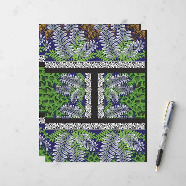 a design of a green and yellow pattern (Front/Back In Situ)