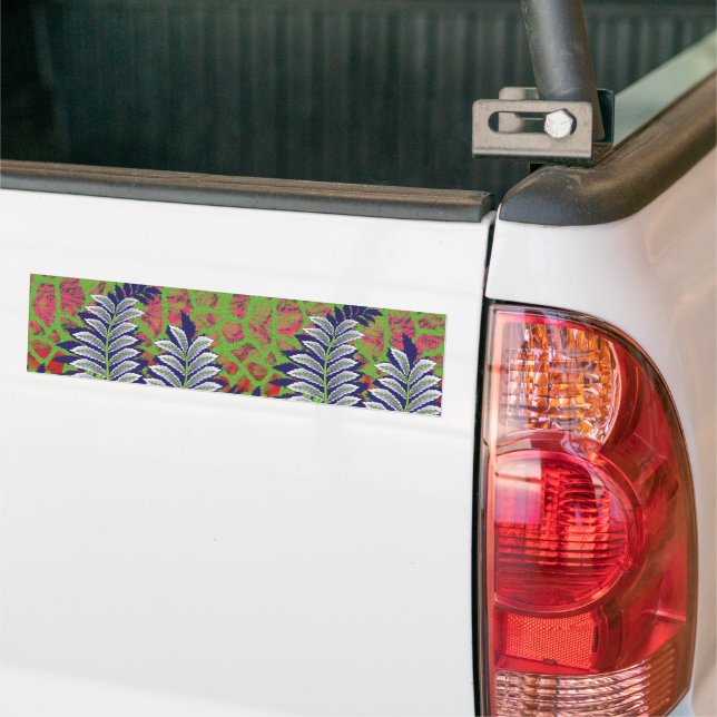 a design of a green and yellow pattern bumper sticker (On Truck)