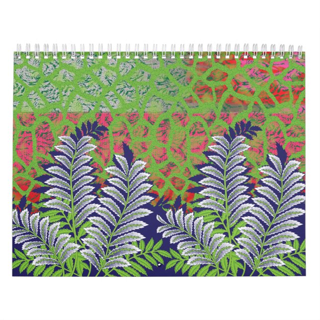 a design of a green and yellow pattern calendar (Cover)
