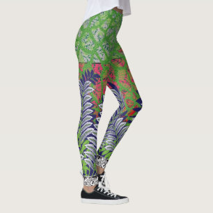 a design of a green and yellow pattern leggings