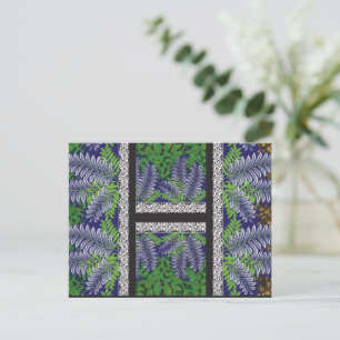a design of a green and yellow pattern postcard