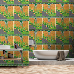 a design of a green and yellow wall hanging