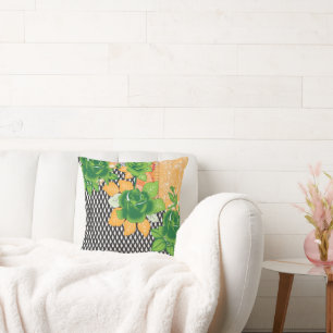 a design of a green and yellow wall hanging cushion