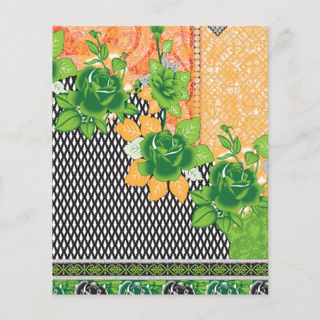 a design of a green and yellow wall hanging flyer (Front)