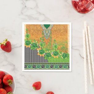 a design of a green and yellow wall hanging napkin