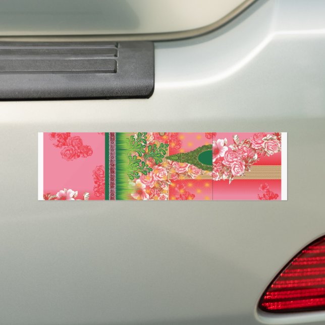 a design of a mirror and some plants bumper sticker (On Car)