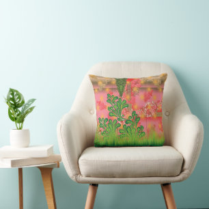 a design of a mirror and some plants cushion