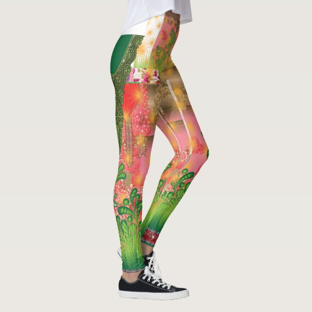 a design of a mirror and some plants leggings (Right)