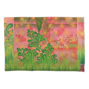 a design of a mirror and some plants pillowcase