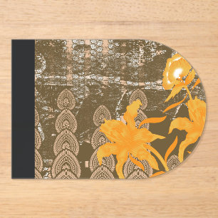 a design of a painting with yellow flowers on it acrylic invitations