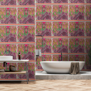 a design of a pink and brown paisley pattern wallpaper