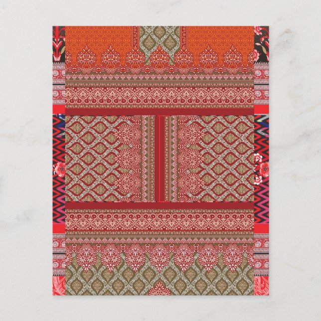 a design of a red and beige pattern flyer (Front)