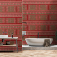 a design of a red and beige pattern_