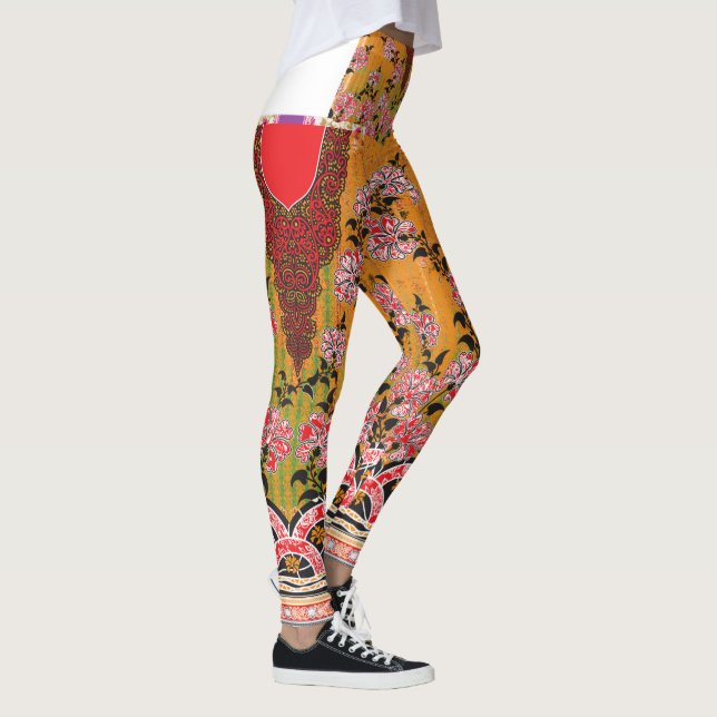 a design of a red and black wall hanging leggings (Right)