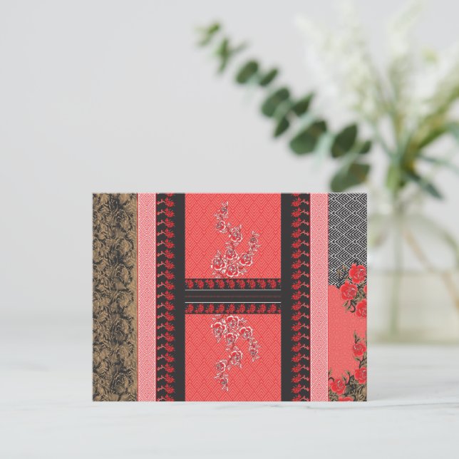a design of a red and black wallpaper postcard (Standing Front)