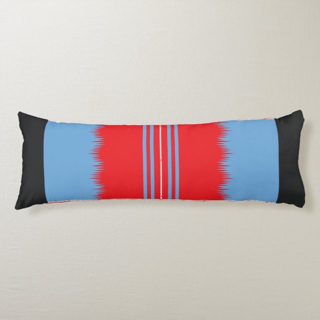 a design of a red and blue pattern body cushion (Front)