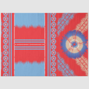 a design of a red and blue pattern tissue paper