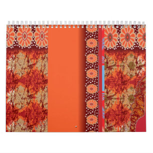 a design of a red and gold pattern calendar