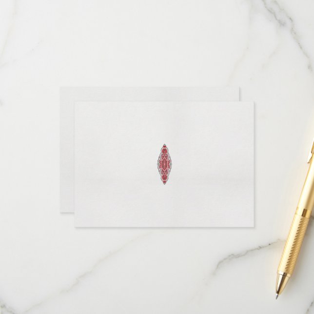 a design of a red and white pattern enclosure card (Front/Back In Situ)