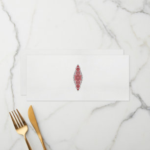 a design of a red and white pattern menu