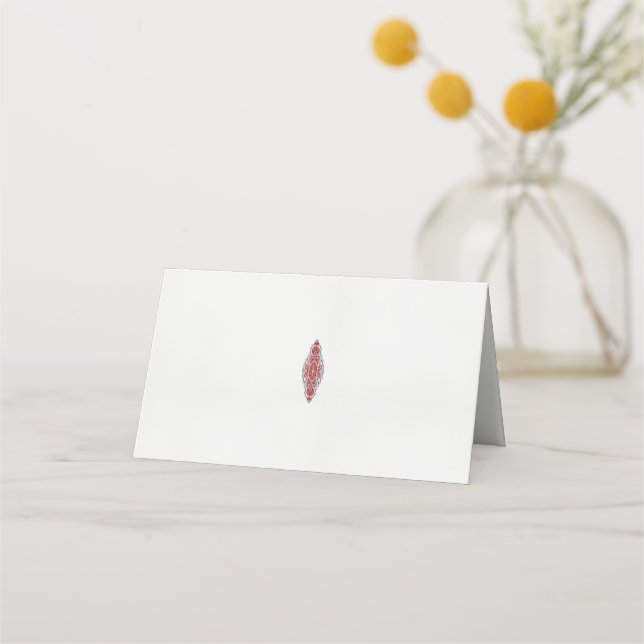 a design of a red and white pattern place card (Front)