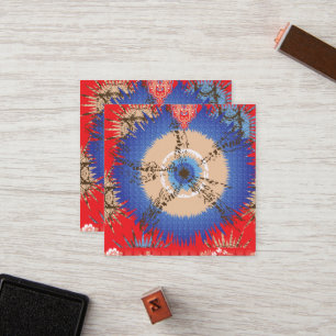 a design of a red background with a blue circle loyalty card