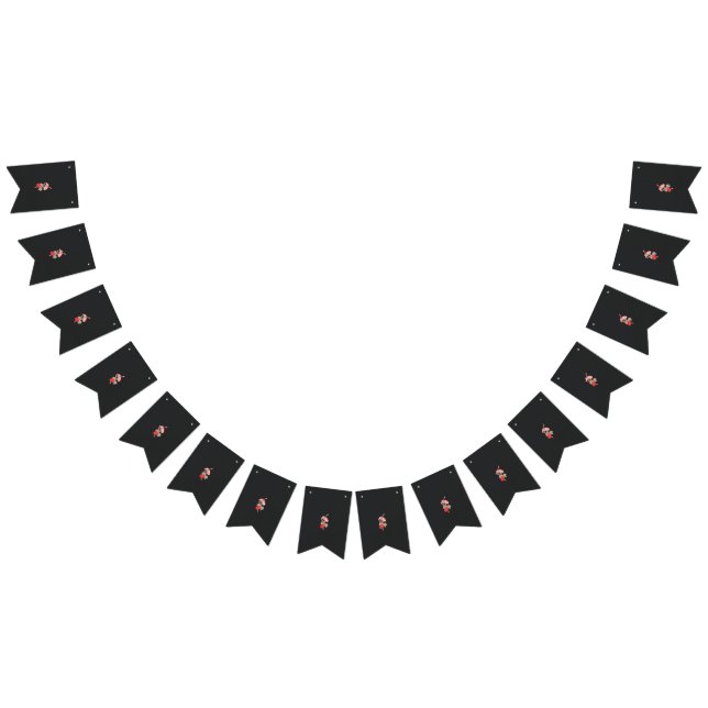 a design of a red flower on a white background bunting  (All)
