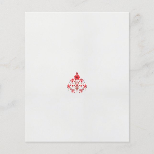 a design of a red flower on a white background flyer (Front)
