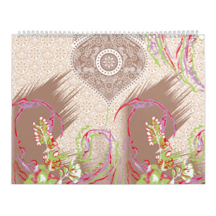 a design of a red vase with flowers on it calendar