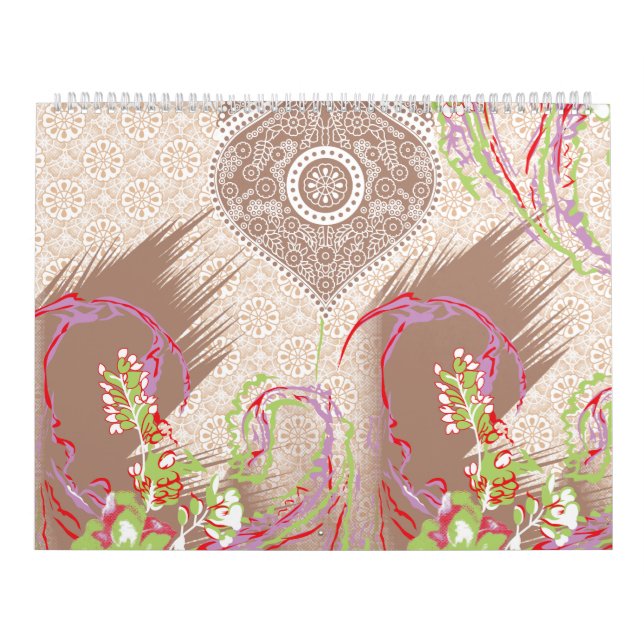 a design of a red vase with flowers on it calendar (Cover)