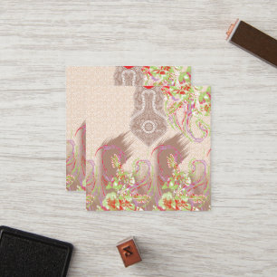 a design of a red vase with flowers on it loyalty card
