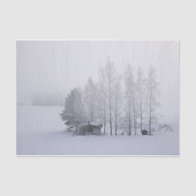 A Desolate Winter Cabin in a Frosty Finland  Tissue Paper (Front)