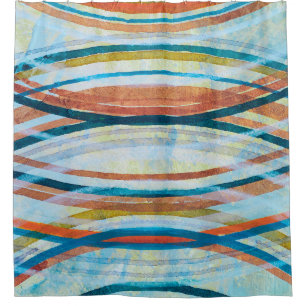 A detail from an abstract painting; concentric rin shower curtain
