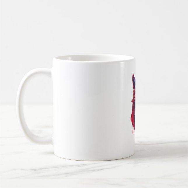 A detailed illustration face evil ninja wolf Premi Coffee Mug (Left)