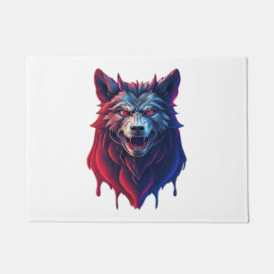 A detailed illustration face evil ninja wolf Premi Doormat