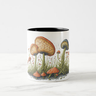 A Detailed Illustration of Mushrooms Two-Tone Coffee Mug