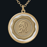 *~* "A" Diamond Circle GOLD Wax Seal Monogram Gold Plated Necklace<br><div class="desc">Energetically Enhanced Pendant The letter "A" GOLD WAX SEAL STAMP GOLD PLATED NECKLACE. SPARKLING WAX SEALS / STAMPS STICKERS - Great for a special envelope , party event celebration favors and more. The design is ELEGANT CLASSIC and RICH. The faux DIAMONDS give it a lovely SPARKLE... .as they should. These...</div>