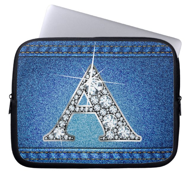 A "Diamond" Denim Stitching Electronics Bag (Front)